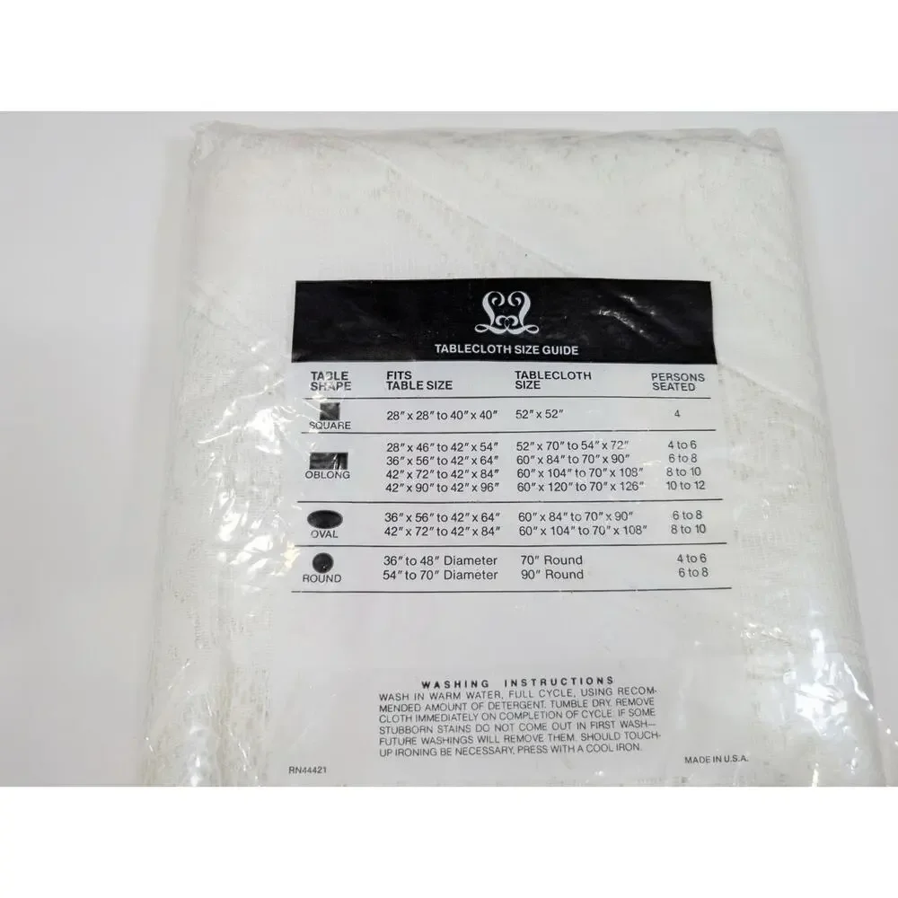 Vintage Tablecloth Oval 60 x 84 White Floral Lace New Sharon by Lorraine Linens